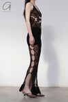 RUI hollow knitted half skirt RSS23KN13 ONYX black